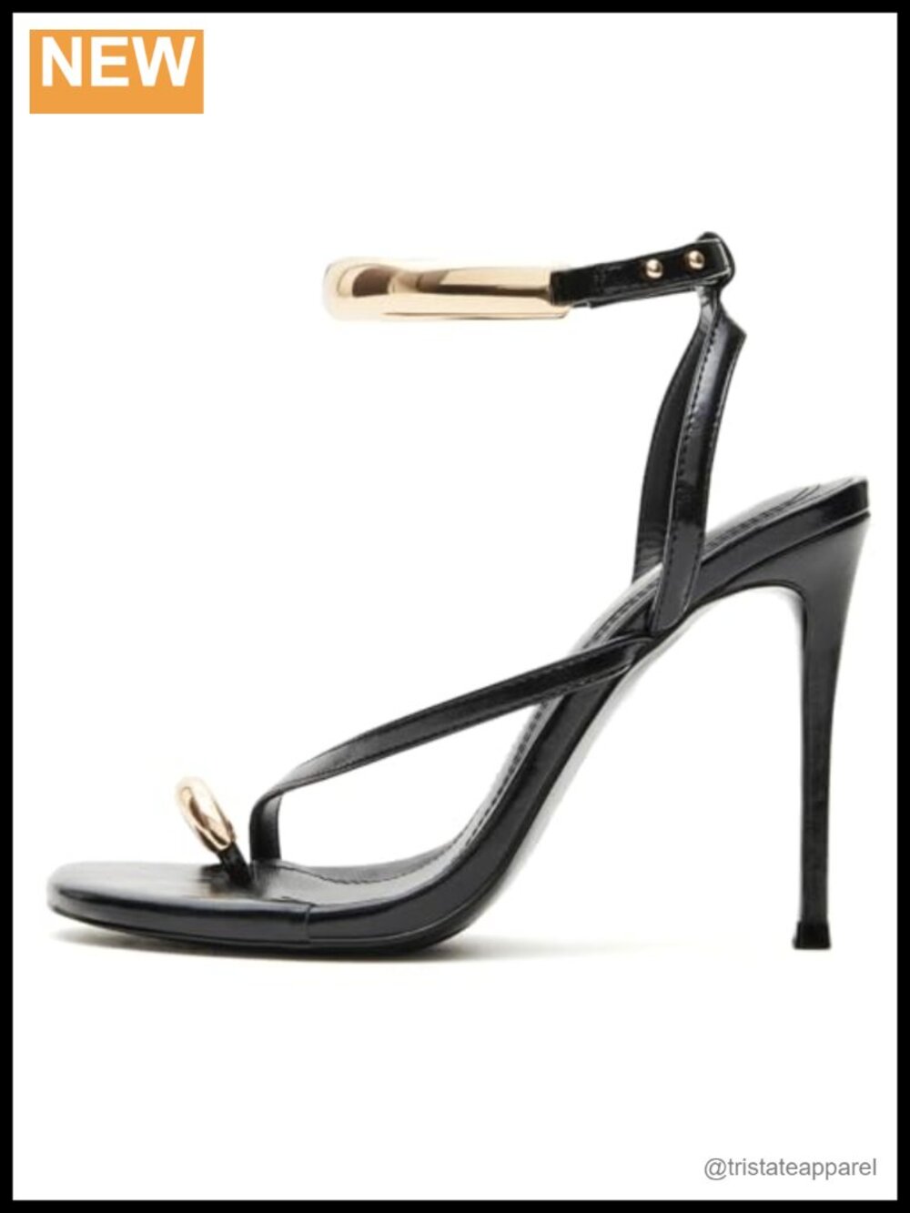 Yishaweiqi Metal Ankle Strap Heeled Sandals Square Toe Stiletto High Heels
